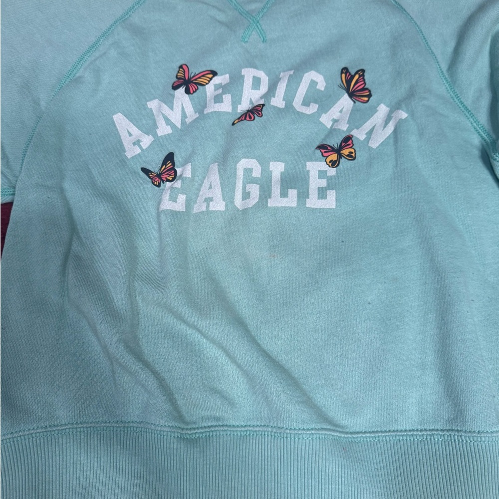 American Eagle Outfitters Teal Sweater with Butterfly Accents